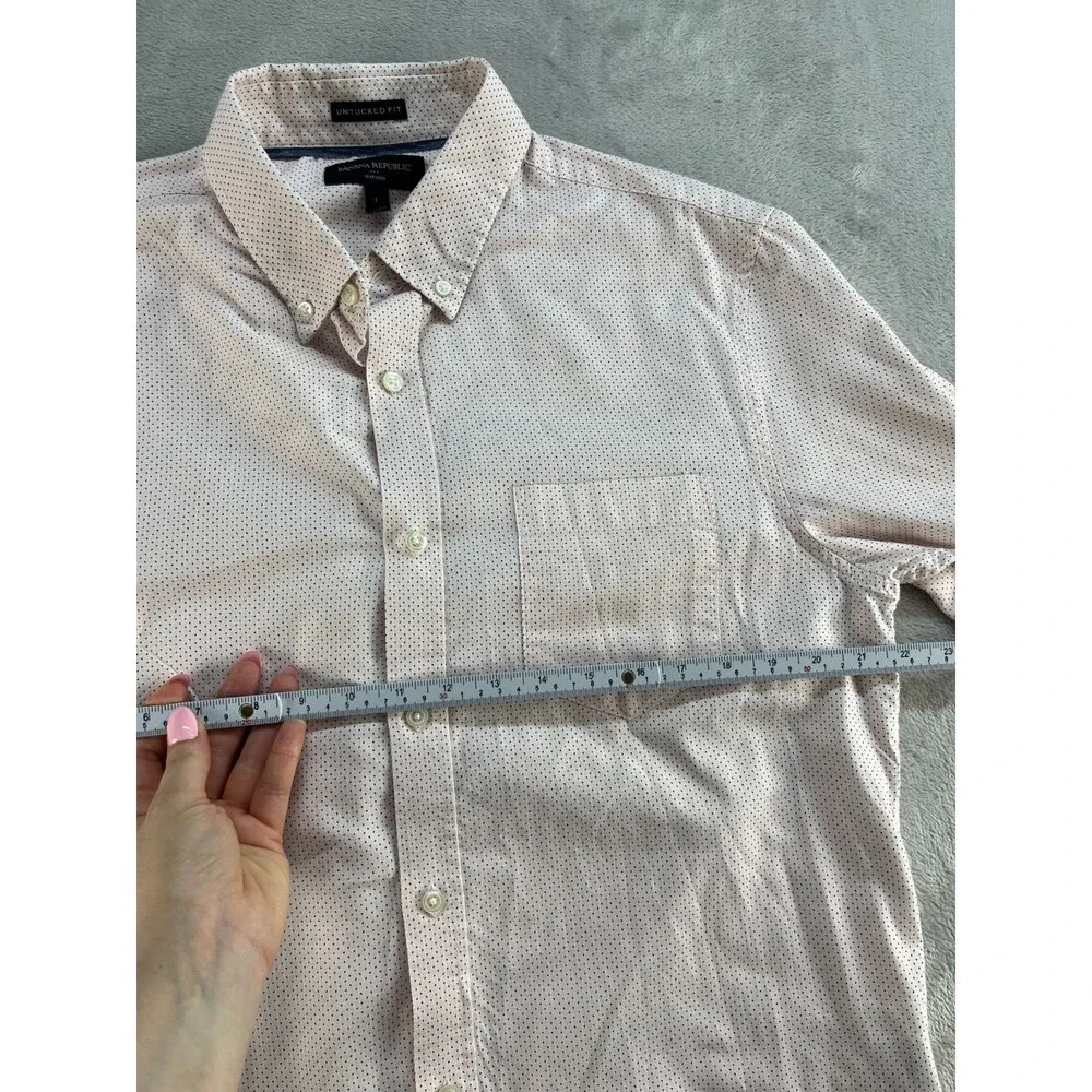 Banana Republic Shirt Men's L Non-Iron Untucked Fit Pink Floral Button-Up